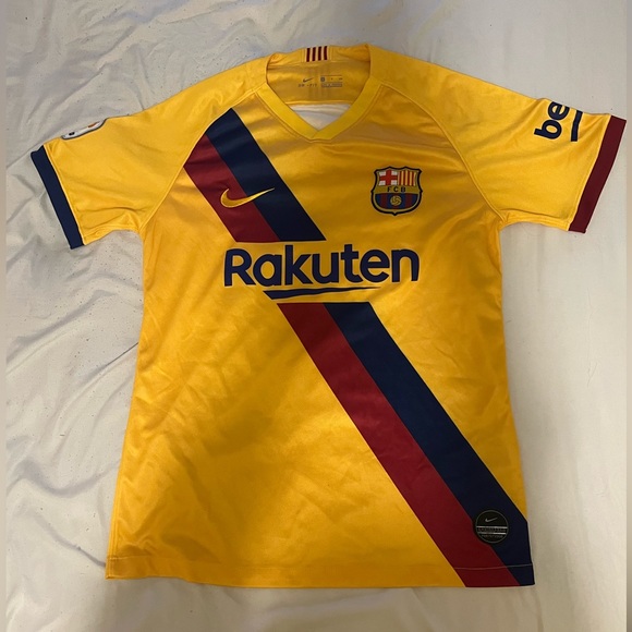 FC BARCELONA SOCCER JERSEY NIKE 2019/2020 AWAY SIZE SMALL MEN - Picture 1 of 5